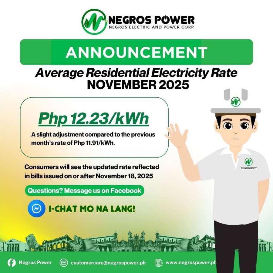 Negros Power Releases November 2025 Rates