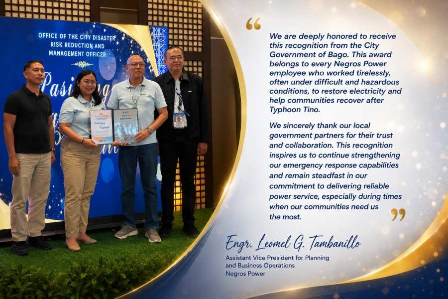 Bago City Honors Negros Power for Typhoon Tino Recovery