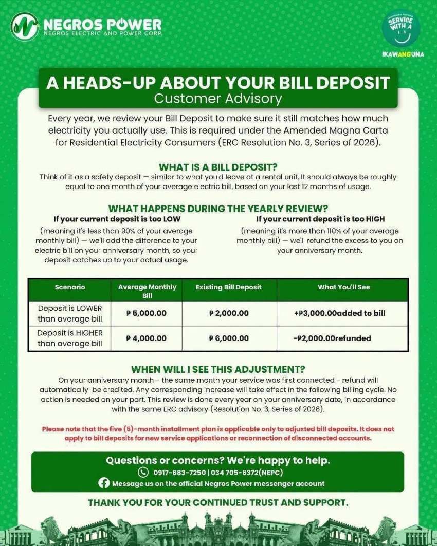 Negros Power Bill Deposit